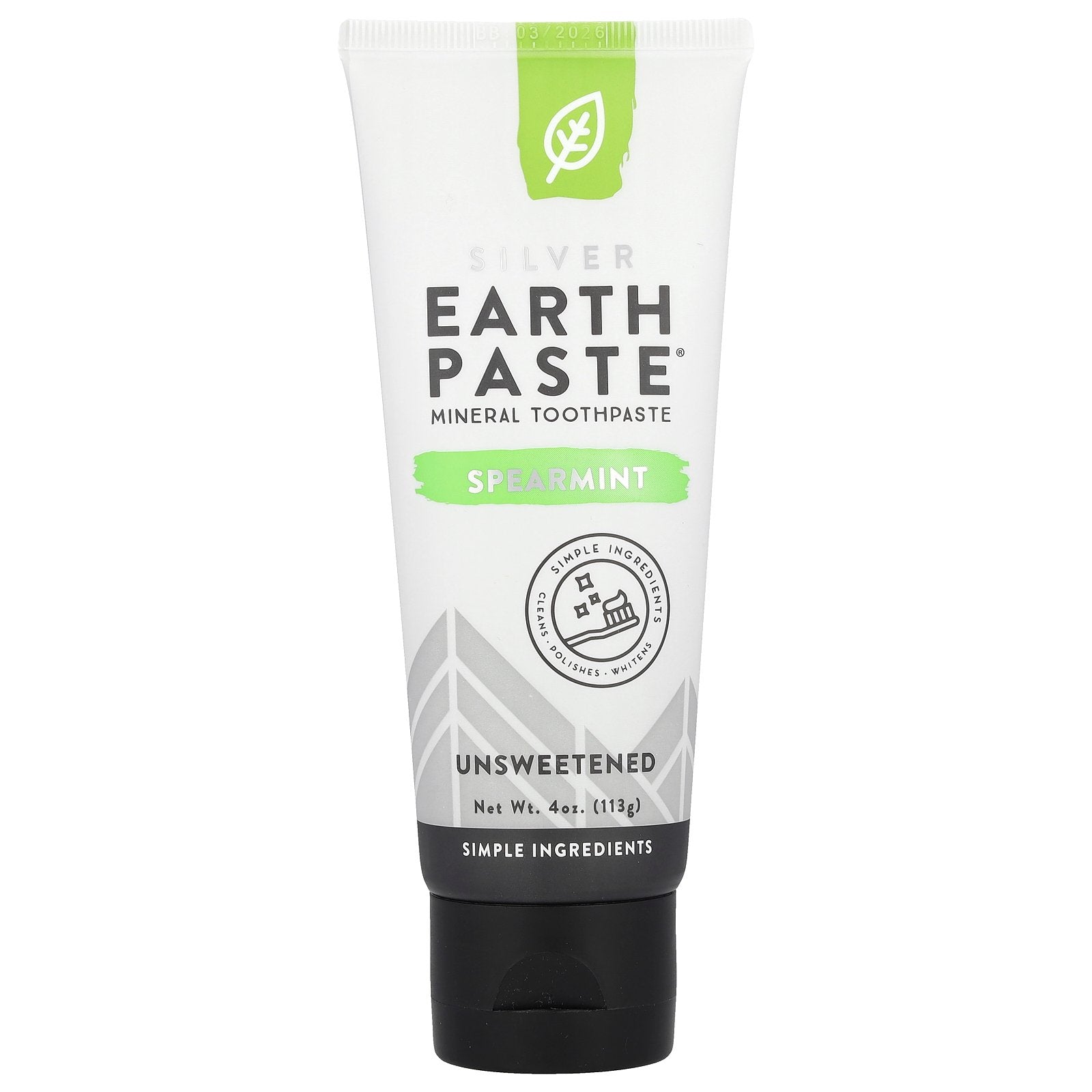 Redmond, Silver EarthPaste®, Mineral Toothpaste, Unsweetened, Spearmint, 4 oz (113 g)