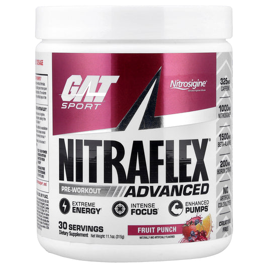 GAT, Sport, NITRAFLEX® Advanced, Pre-Workout, Fruit Punch, 11.1 oz (315 g)