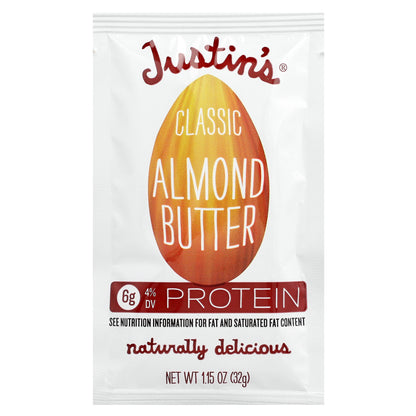 Justin's Nut Butter, Classic Almond Butter, 10 Squeeze Packs, 1.15 oz (32 g) Each