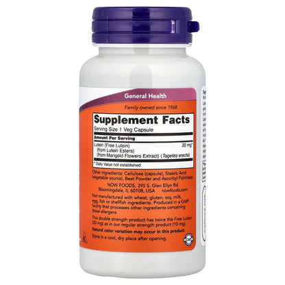 NOW Foods, Lutein, 20 mg, 90 Veg Capsules