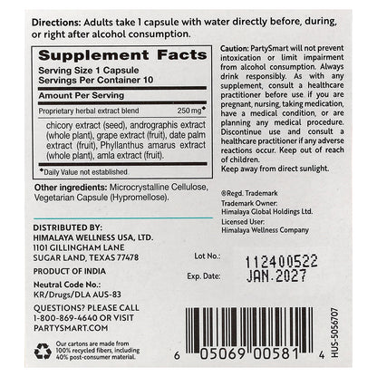Himalaya, PartySmart®, 10 Packets, 1 Vegetarian Capsule Each