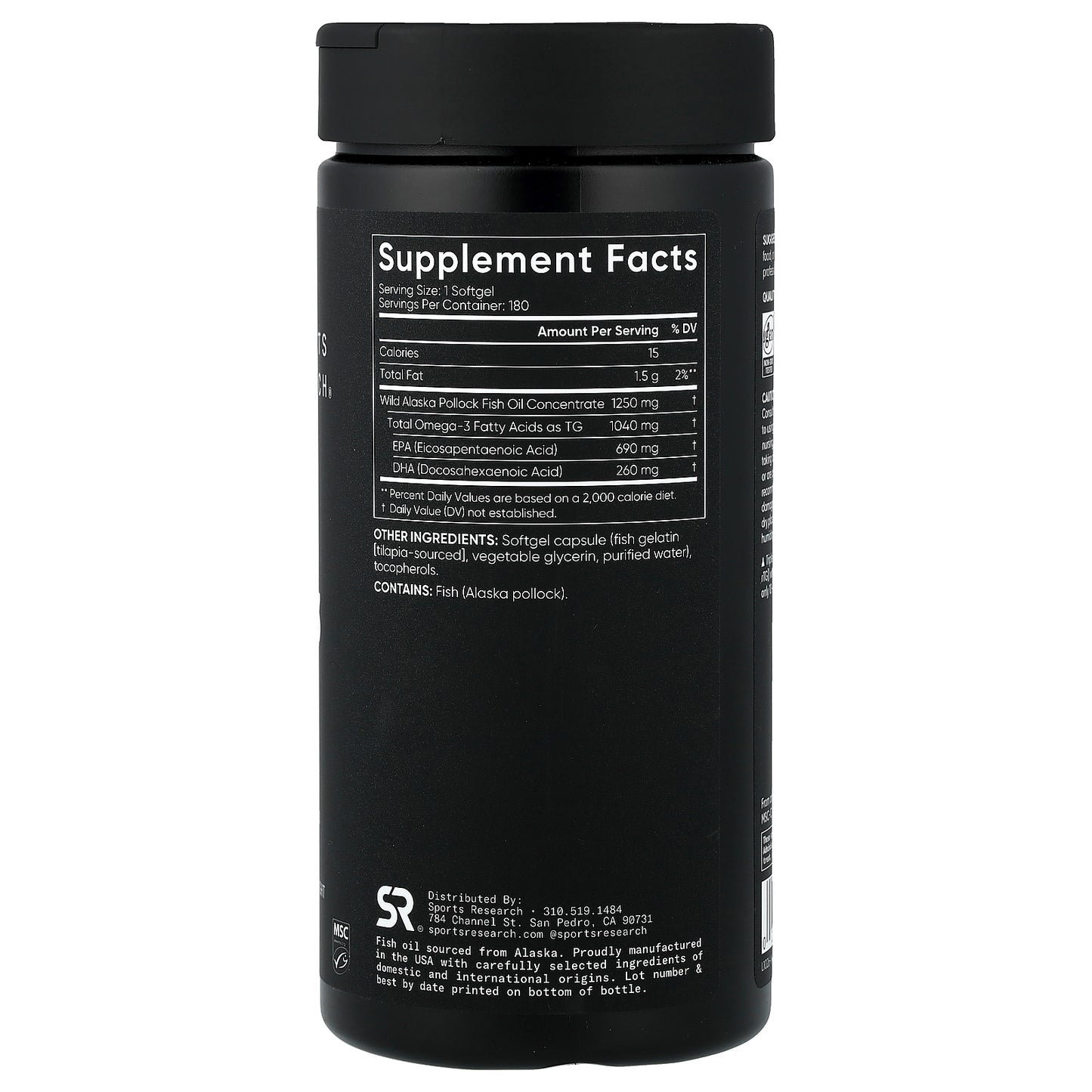 Sports Research, Alaskan Omega-3 Fish Oil, Triple Strength, 180 Softgels