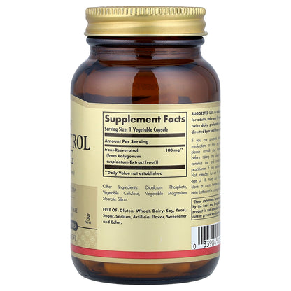 Solgar, Resveratrol, 100 mg, 60 Vegetable Capsules