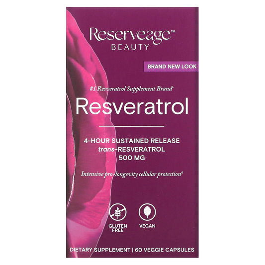 Reserveage Beauty, Resveratrol, Trans-Resveratrol, 500 mg, 60 Veggie Capsules