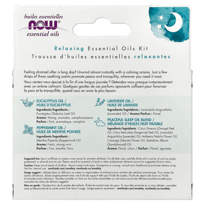 NOW Foods, Let There Be Peace & Quiet™, Relaxing Essential Oils Kit, 4 Bottles, 1/3 fl oz (10 ml) Each
