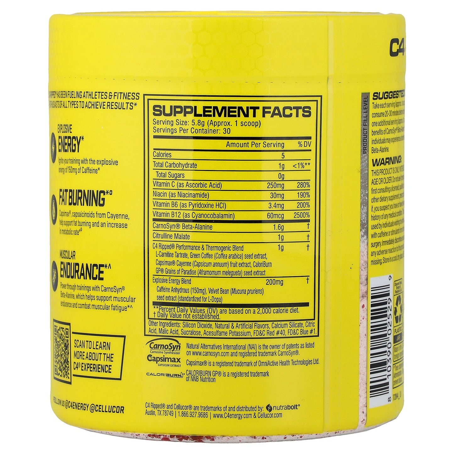 C4 / Cellucor, C4 Ripped®, Pre-Workout, Raspberry Lemonade, 6.1 oz (174 g)