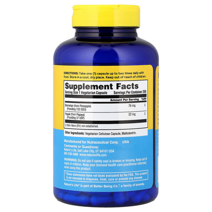 Nature's Life, Bromelain & Papain, 250 Capsules