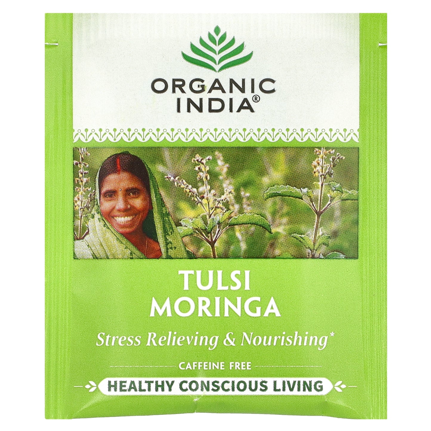 Organic India, Tulsi Moringa Tea, Caffeine Free, 18 Infusion Bags, 1.27 oz (36 g)