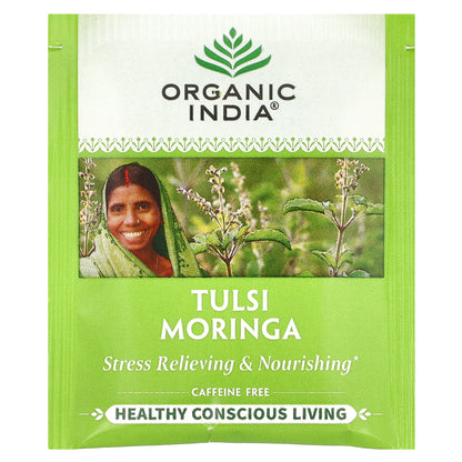 Organic India, Tulsi Moringa Tea, Caffeine Free, 18 Infusion Bags, 1.27 oz (36 g)