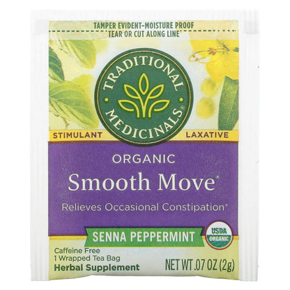 Traditional Medicinals, Organic Smooth Move, Senna Peppermint, Caffeine Free, 16 Wrapped Tea Bags, 1.13 oz (32 g)