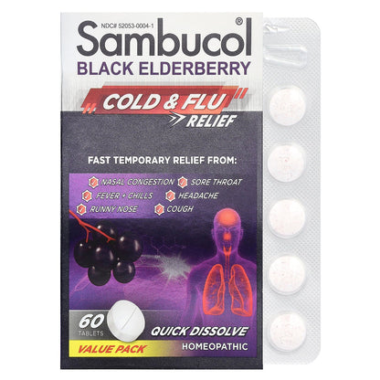 Sambucol, Black Elderberry, Cold & Flu Relief, 60 Tablets