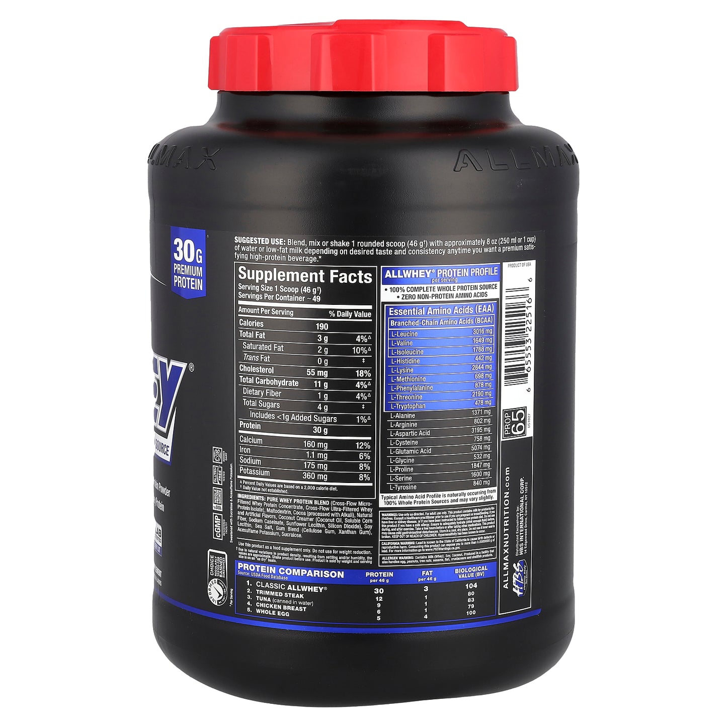 ALLMAX, CLASSIC ALLWHEY®, 100% Whey Protein Source, Chocolate, 5 lbs (2.27 kg)