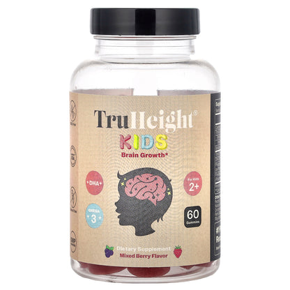 TruHeight, Kids, Brain Growth Gummies, For Kids 2+, Mixed Berry , 60 Gummies