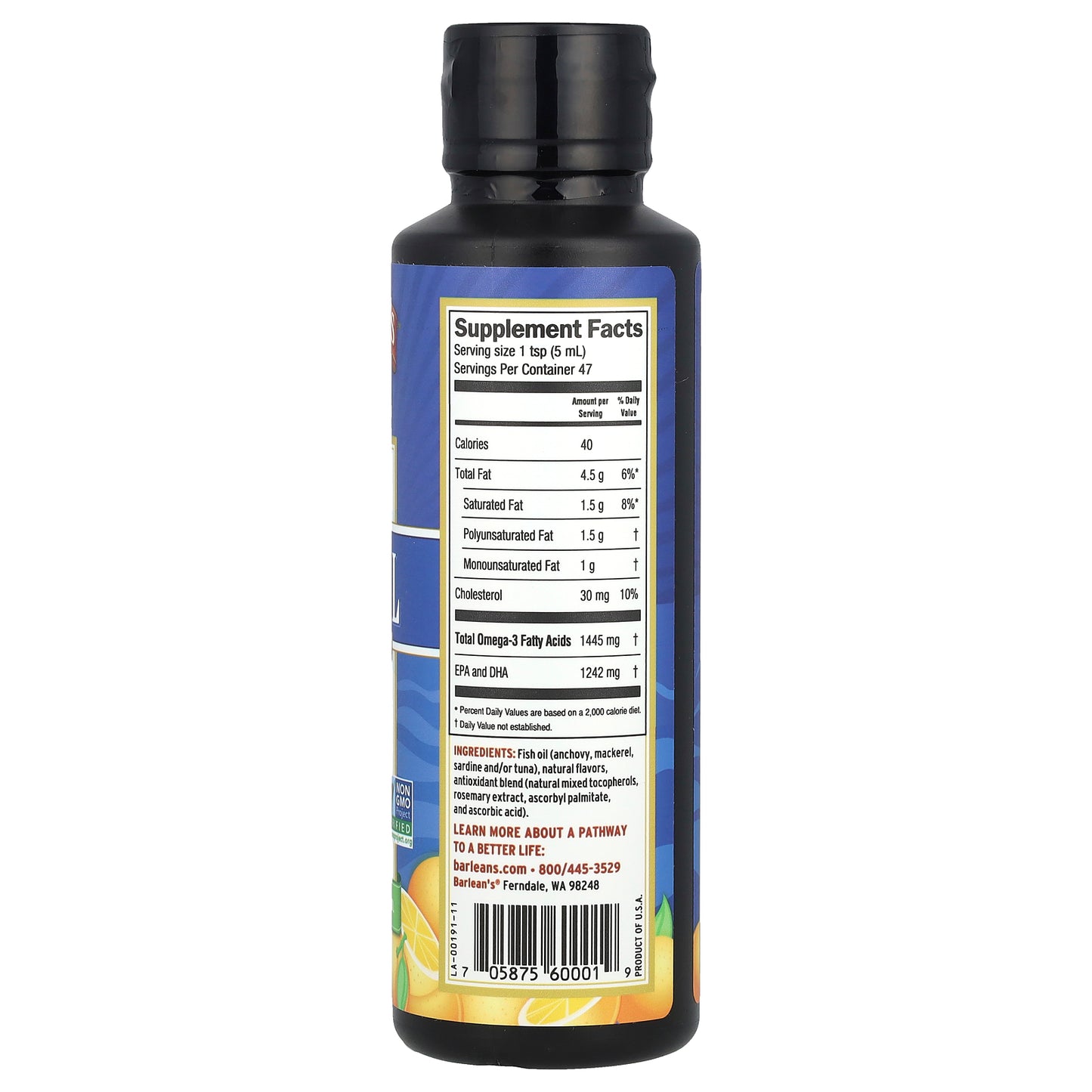 Barlean's, Fresh Catch®, Fish Oil, Omega-3 EPA/DHA, Orange, 8 fl oz (236 ml)