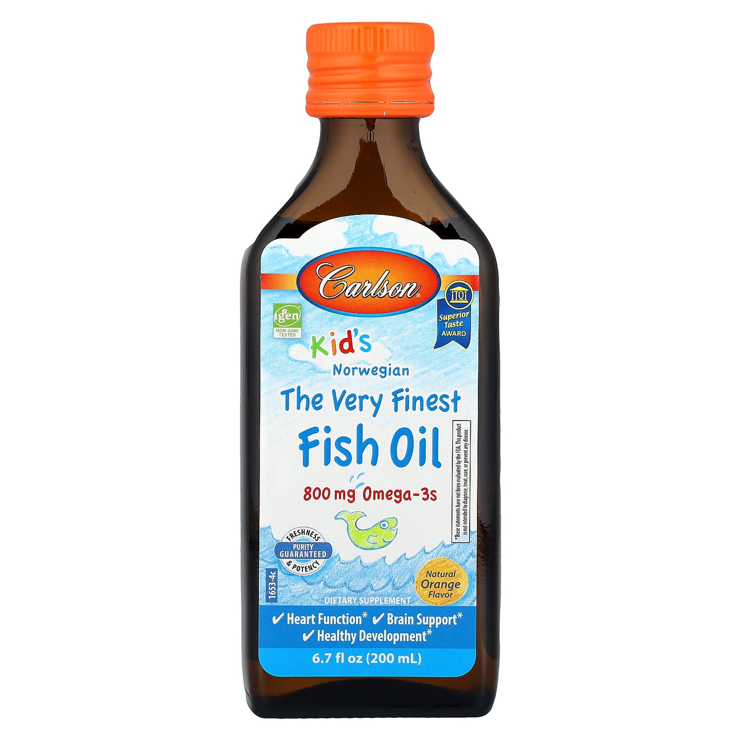 Carlson, Kid's, Norwegian, The Very Finest Fish Oil, Natural Orange, 6.7 fl oz (200 ml), (2,300 mg per Serving)