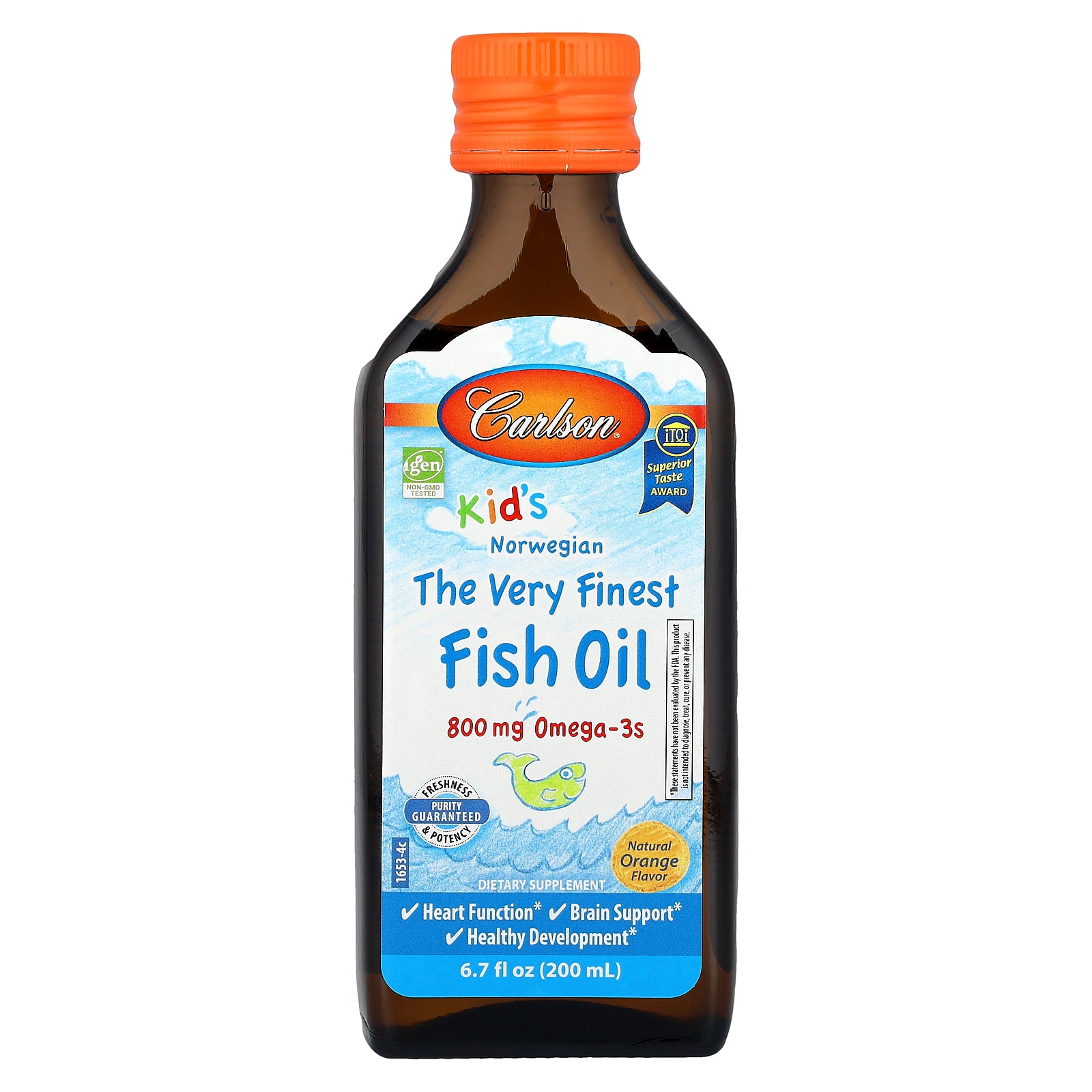 Carlson, Kid's, Norwegian, The Very Finest Fish Oil, Natural Orange, 6.7 fl oz (200 ml), (2,300 mg per Serving)
