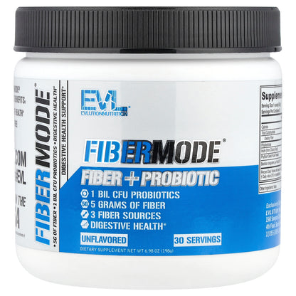 EVLution Nutrition, FiberMode®, Fiber + Probiotic, Unflavored, 6.98 oz (198 g)
