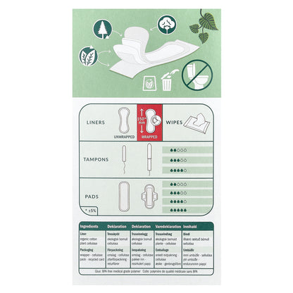 Natracare, Panty Liners, Organic Cotton Covers, Normal, 18 Liners