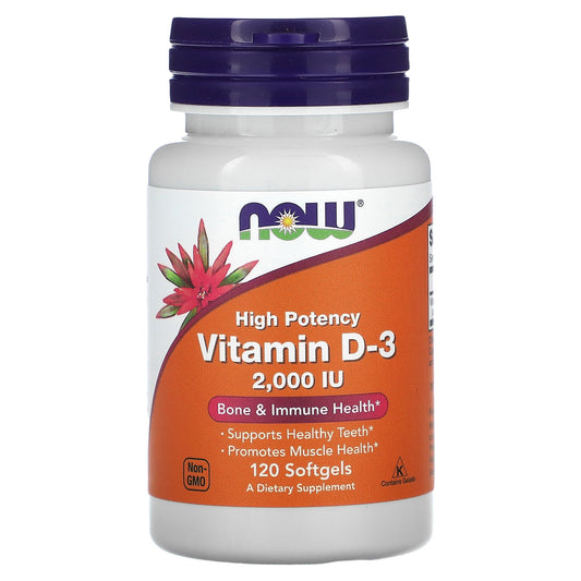 NOW Foods, Vitamin D-3, High Potency, 2,000 IU, 120 Softgels