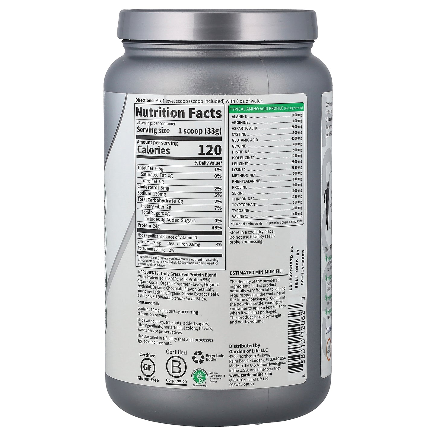 Garden of Life, Sport, Certified Grass Fed Whey, Chocolate, 1 lb 7.28 oz (660 g)