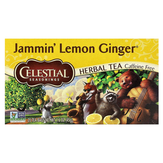 Celestial Seasonings, Herbal Tea, Jammin' Lemon Ginger, Caffeine Free ,  20 Tea Bags, 1.6 oz (45 g)