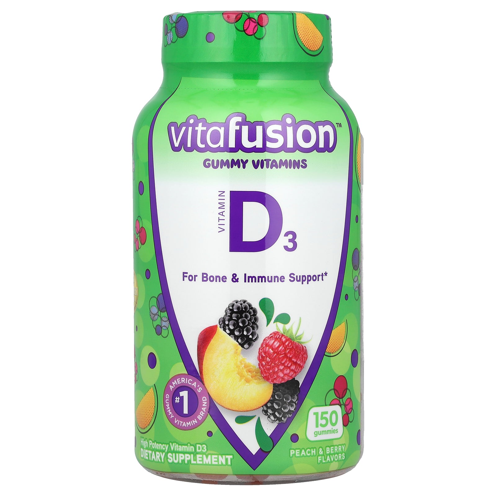 VitaFusion, Vitamin D3, Peach & Berry, 150 Gummies