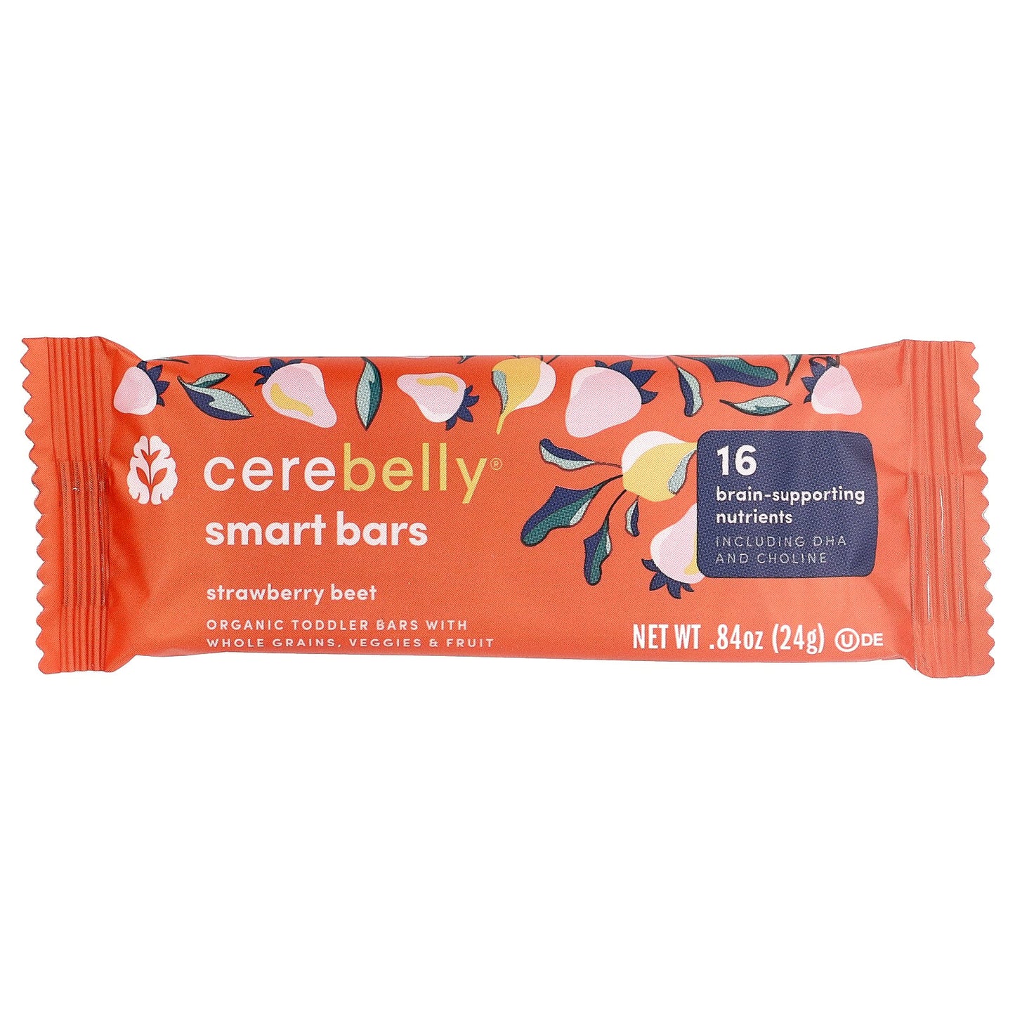 Cerebelly, Smart Bars, Organic Toddler Bars, Strawberry Beet, 5 Bars, 0.84 oz (24 g) Each