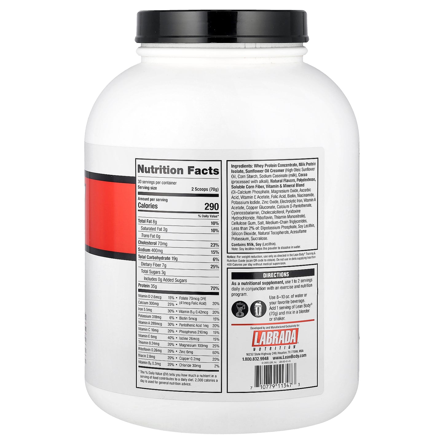 Labrada Nutrition, Lean Body, Protein Shake Drink Mix, Chocolate, 4.63 lb (2,100 g)