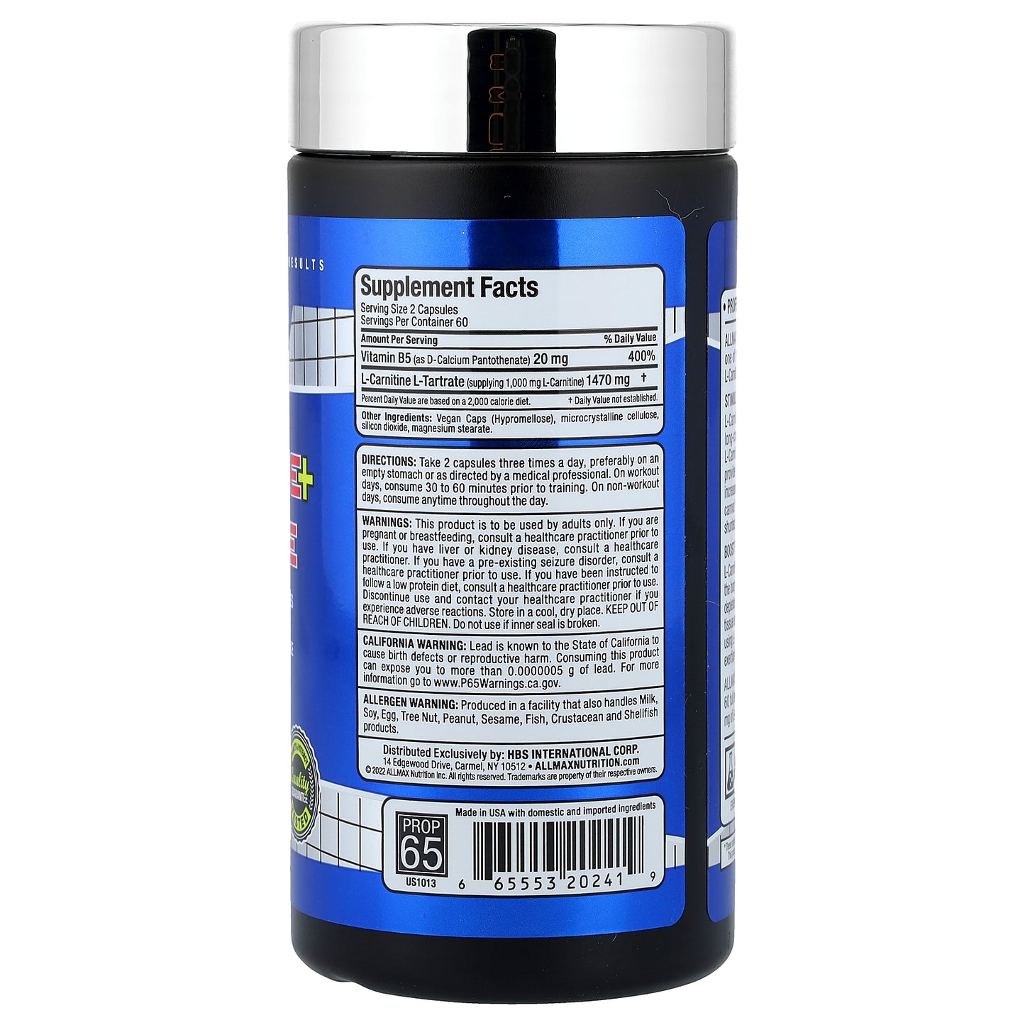 ALLMAX, Essentials, L-Carnitine + Tartrate, 120 Capsules