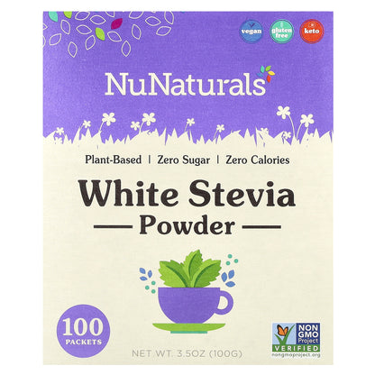 NuNaturals, White Stevia Powder, 100 Packets, 3.5 oz (100 g)