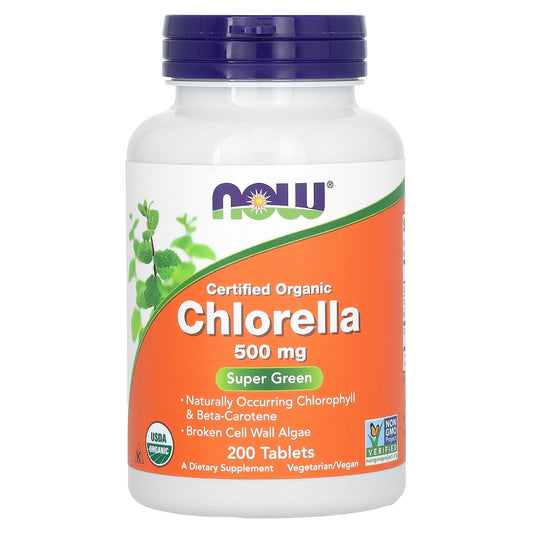 NOW Foods, Certified Organic Chlorella, 500 mg, 200 Tablets