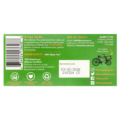 Barry's Tea, Irish Breakfast, 40 Tea Bags, 4.4 oz (125 g)