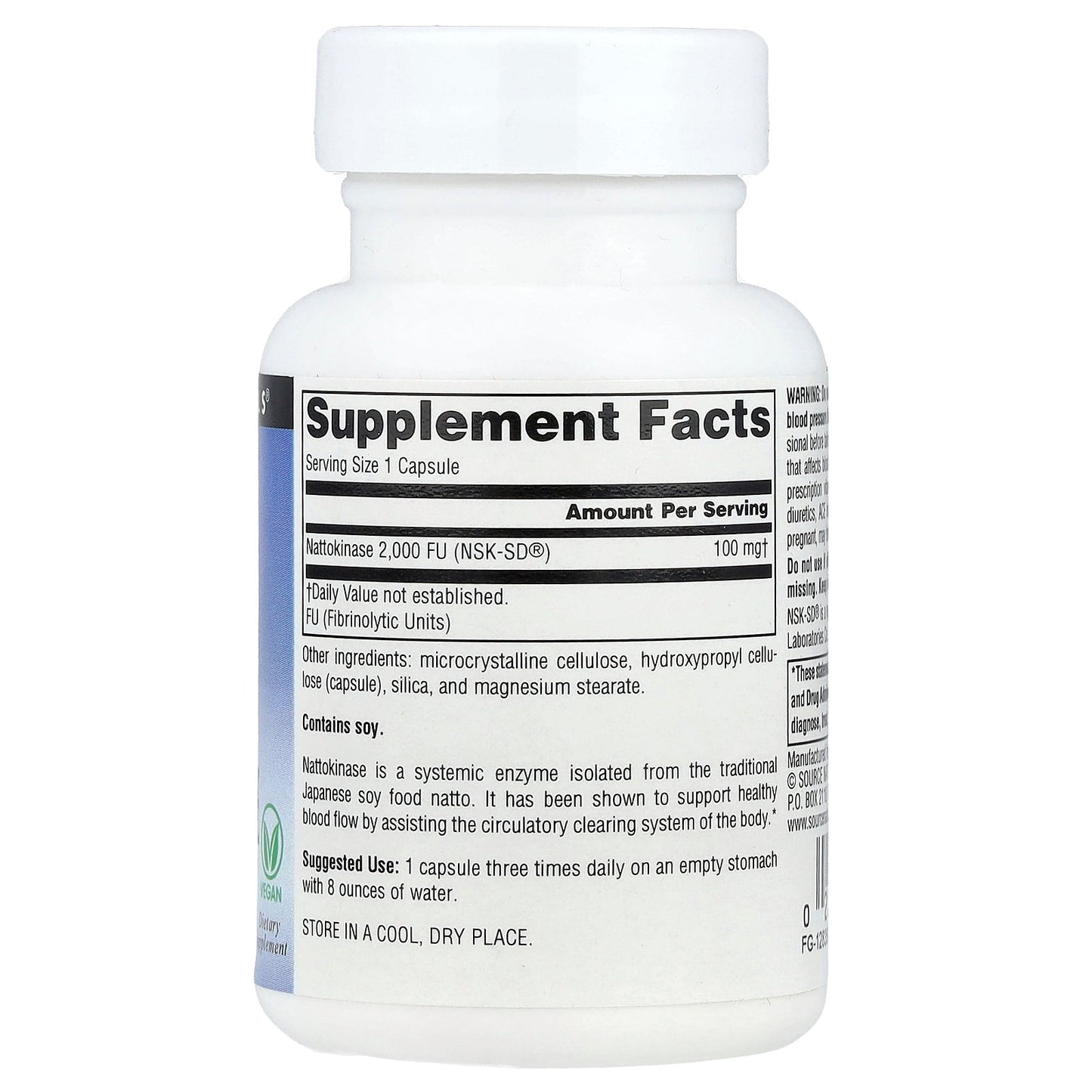 Source Naturals, NSK-SD® Nattokinase, 100 mg, 30 Vegan Capsules