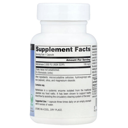 Source Naturals, NSK-SD® Nattokinase, 100 mg, 30 Vegan Capsules
