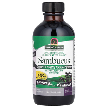 Nature's Answer, Sambucus, Black Elderberry, Alcohol-Free, 12,000 mg, 4 fl oz (120 ml)