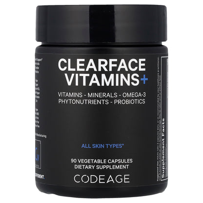 Codeage, Clearface Vitamins+, 90 Vegetable Capsules
