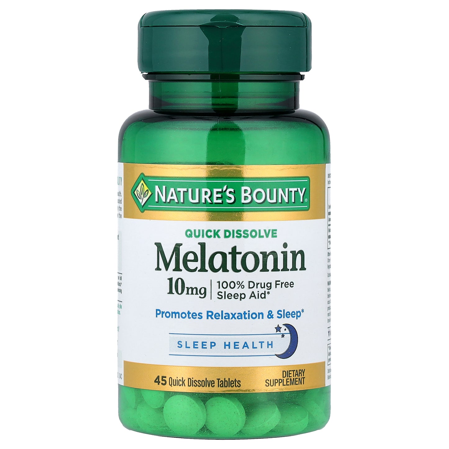 Nature's Bounty, Melatonin, Natural Cherry, 10 mg, 45 Quick Dissolve Tablets
