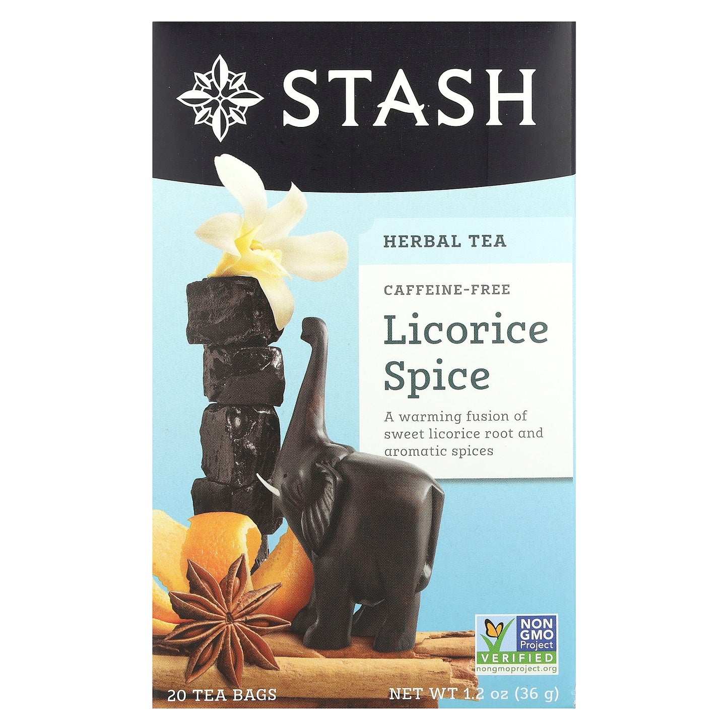 Stash Tea, Herbal Tea, Licorice Spice, Caffeine Free, 20 Tea Bags, 1.2 oz (36 g)