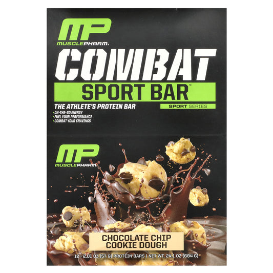 MusclePharm, Combat Sport Bar™, Chocolate Chip Cookie Dough, 12 Bars, 2.01 oz (57 g) Each