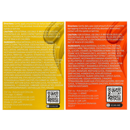 Advanced Clinicals, Eye Cream, Firming & Brightening, 2 Piece Set