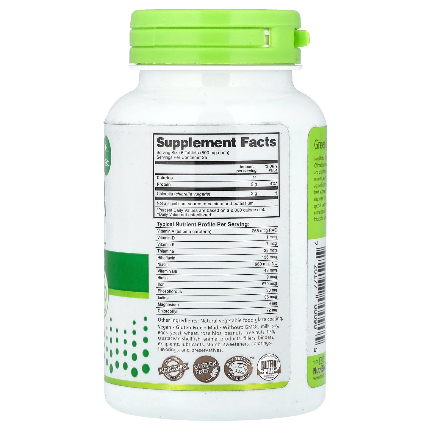 NutriBiotic, Super Greens, Chlorella, 150 Vegan Tablets (500 mg per Tablet)