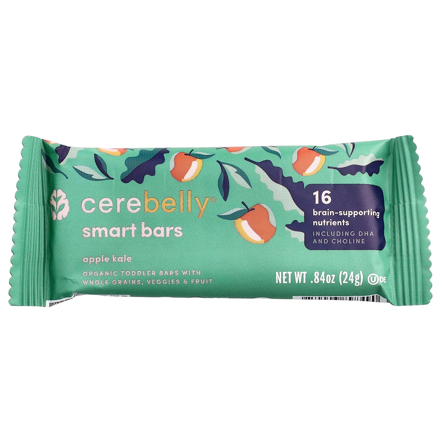 Cerebelly, Smart Bars, Organic Toddler Bars, Apple Kale, 5 Bars, 0.84 oz (24 g) Each