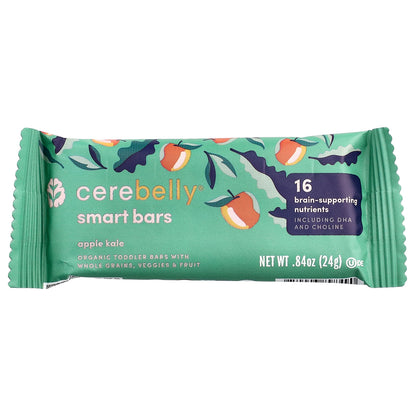 Cerebelly, Smart Bars, Organic Toddler Bars, Apple Kale, 5 Bars, 0.84 oz (24 g) Each