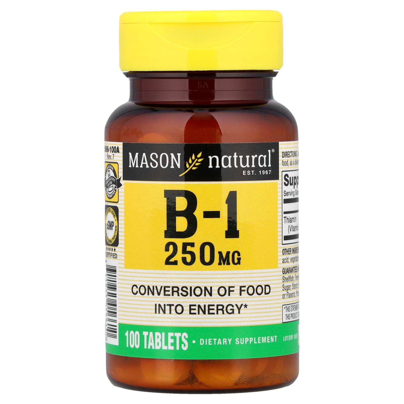 Mason Natural, Vitamin B-1, 250 mg, 100 Tablets