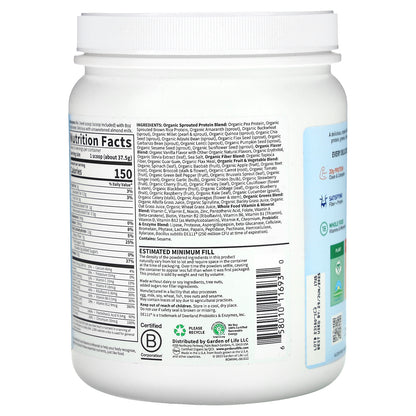 Garden of Life, RAW Organic Meal Replacement Shake, Vanilla, 18.52 oz (525 g)