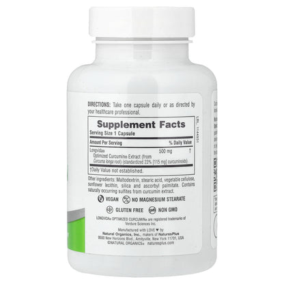 NaturesPlus, Pro Longvida®, Curcumin, 500 mg, 60 Capsules
