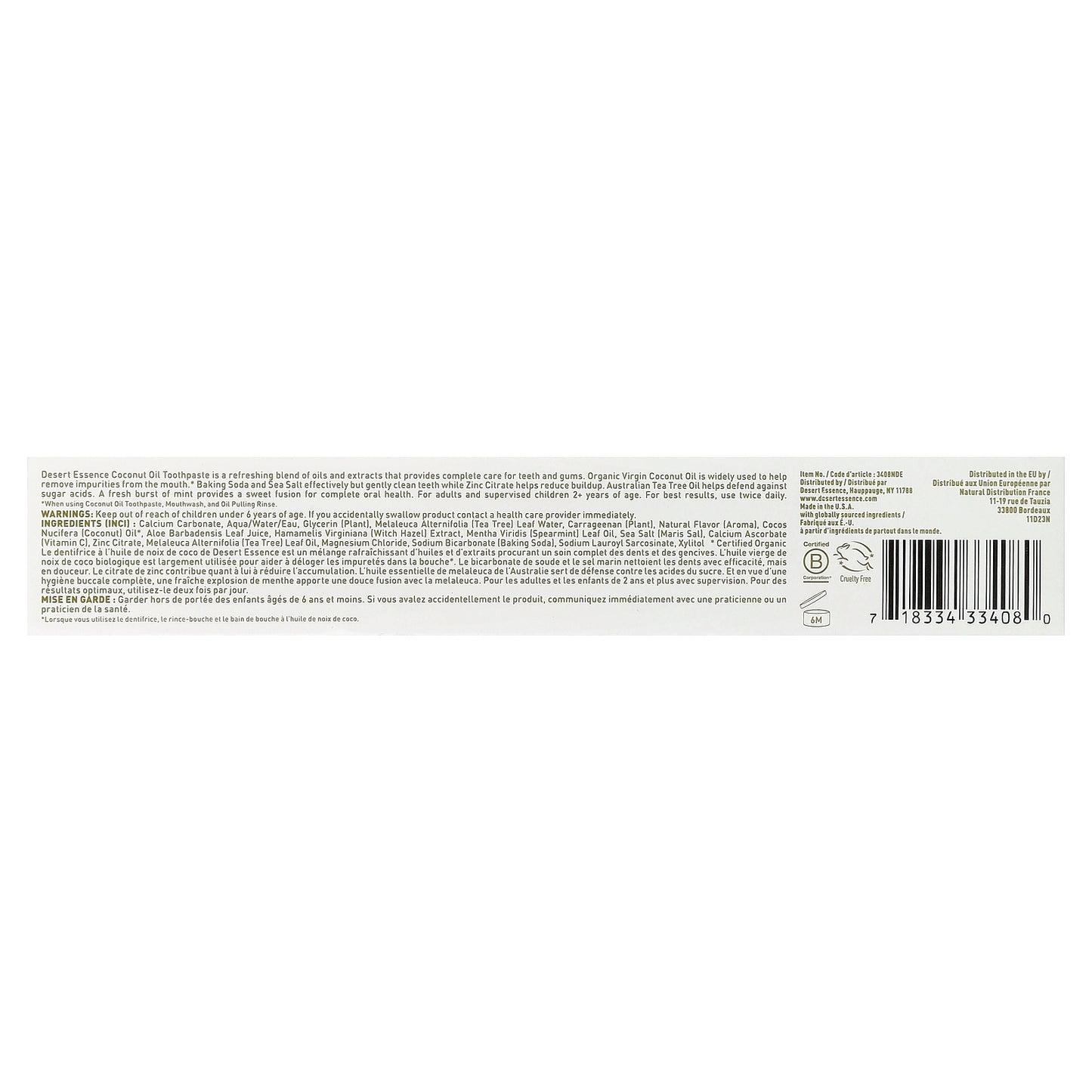 Desert Essence, Coconut Oil Toothpaste, Coconut Mint, 6.25 oz (176 g)