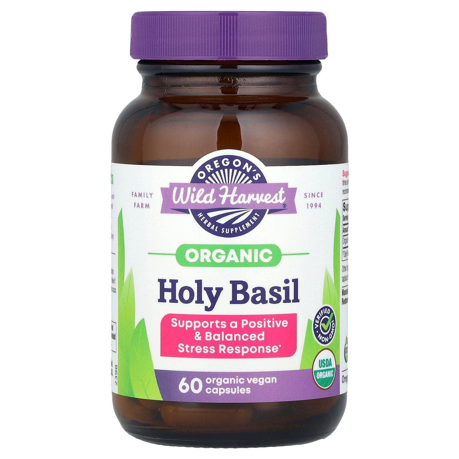 Oregon's Wild Harvest, Organic Holy Basil, 60 Vegan Capsules