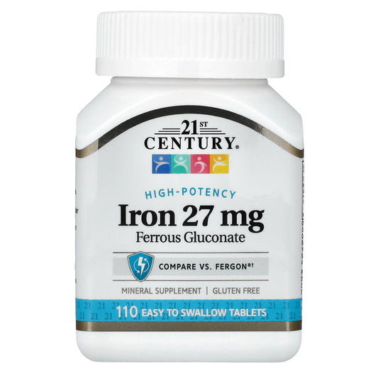 21st Century, High-Potency Iron, 27 mg, 110 Easy to Swallow Tablets