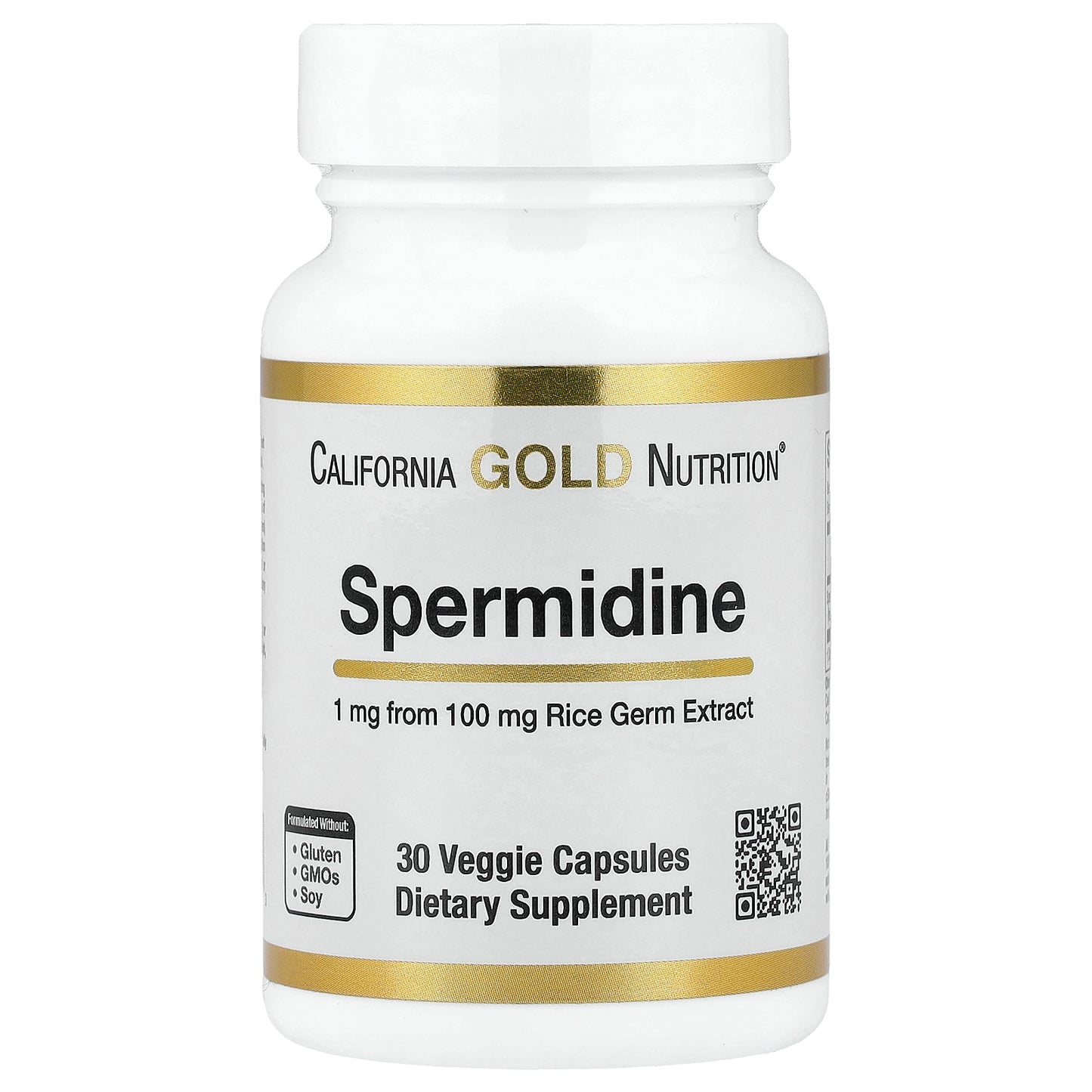 California Gold Nutrition, Spermidine, Rice Germ Extract, 1 mg, 30 Veggie Capsules
